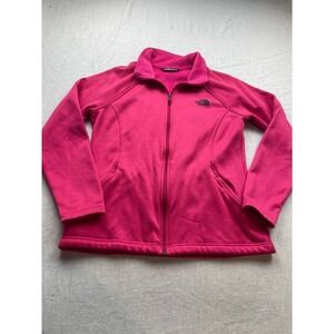 The North Face Hot Pink Front Zip Fleece Jacket Women's Size Large Long Sleeve